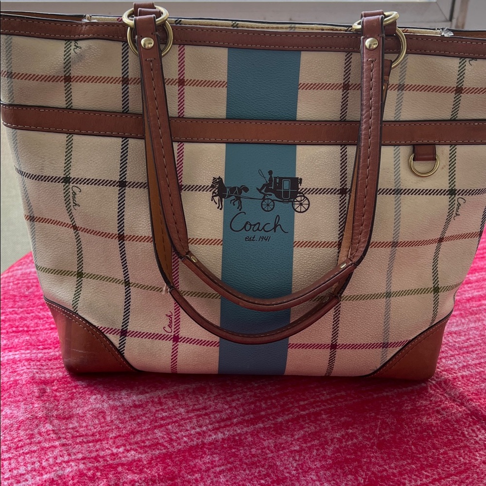 COACH 1941 HERITAGE TATTERSALL BAG.. needs cleaning
